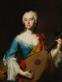 Young lady with a lute and a red ribbon, First third of 18th cen. Creator: Jacopo Amigoni.