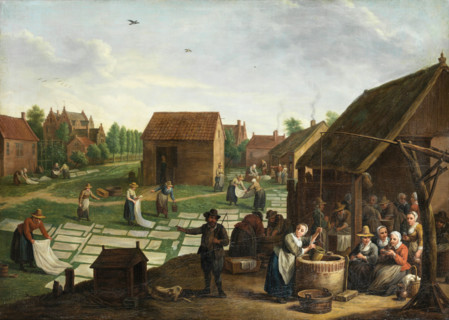 Village women spread laundry out on the grass to dry and bleach. Creator: Jan Josef Horemans II.