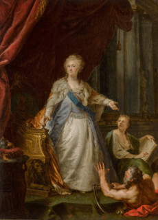 Empress Catherine II with Allegorical Figures of Saturn and History, c1793. Creator: Johann Baptist Lampi I.