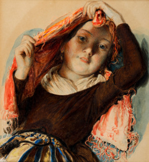 Girl with a scarf, c1847. Creator: Johann Baptist Reiter.
