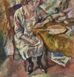 Hermine assise, 1918. Creator: Jules Pascin.