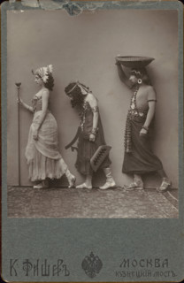 Vera Karalli, Sofia Fedorova and Alexey Kozlov in the ballet "The Pharaoh's Daughter"... 1905-1906. Creator: Karl August Fischer.
