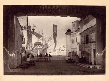 Square in Barcelona. Stage design by Alexander Golovin for the ballet Don Quijote by L.... 1900. Creator: Karl August Fischer.