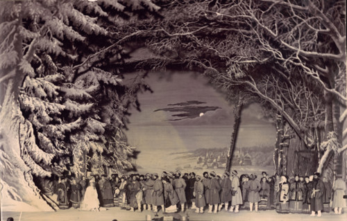 The land of the Berendeyans. Scene from the Prologue of the opera "Snow Maiden" by... Early 1890s. Creator: Karl August Fischer.