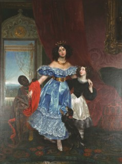Portrait of Countess Julia Samoilova with her stepdaughter Amazillia Pacini and black... 1832-1834. Creator: Karl Briullov.
