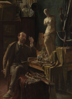 Self-Portrait in the Studio, 1885. Creator: Louis Van Engelen.