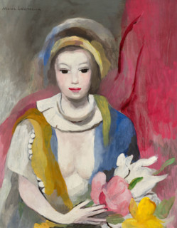 Young Girl with a Bunch of Flowers, 1935-1940. Creator: Marie Laurencin.