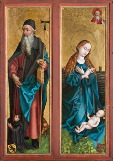 The Annunciation. Side panel of the Orlier Altarpiece: Nativity and Saint Anthony... c1470-1475. Creator: Martin Schongauer.