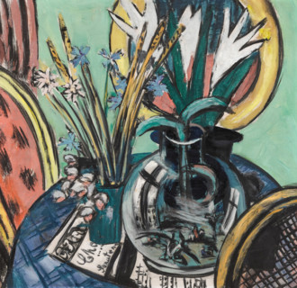 Still Life with Large Glass Ball and Ears of Corn, 1934. Creator: Max Beckmann.