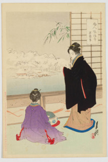 A quiet house in the snow (The Customs and Manners of Women), 1891. Creator: Ogata Gekko.