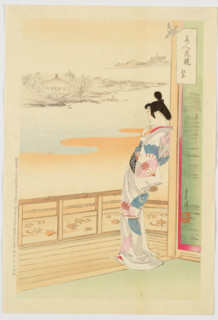 Autumn Leaves, from the series "Comparison of Beauties and Flowers" (Bijin hana kurabe), 1887. Creator: Ogata Gekko.