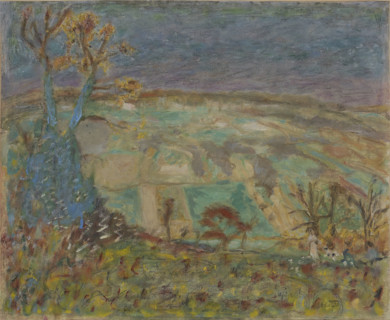 Landscape. Green harmony, blue tree, c1944. Creator: Pierre Bonnard.