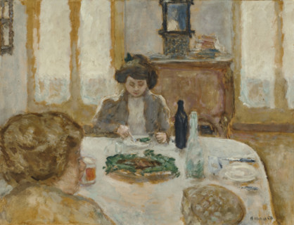 Luncheon. Symphony in Grey or The Grey Luncheon (Mrs. Bonnard and Miss Jeanne Meillier), 1908. Creator: Pierre Bonnard.