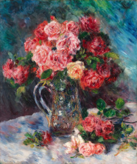 Roses in a crystal vase, c1879. Creator: Pierre-Auguste Renoir.