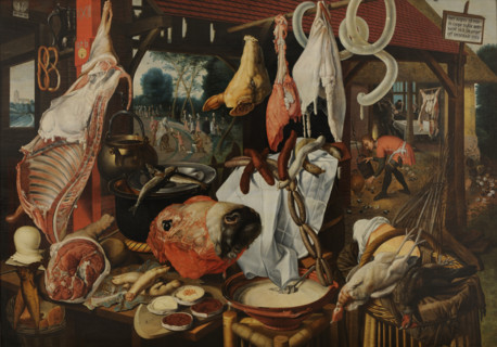 The Meat Stall with the Flight into Egypt, c1551-1555. Creator: Pieter Aertsen.