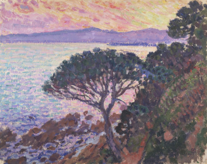 Pine Tree near the Mediterranean Sea at Sunset, 1915. Creator: Théo van Rysselberghe.