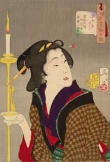 Thirty-Two Aspects of Women: Thirsty - Habits of a street geisha of the Ansei era, 1888. Creator: Tsukioka Yoshitoshi.