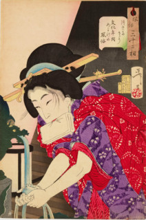 Thirty-Two Aspects of Women: Chilly - Habits of a concubine of the Bunka era, 1888. Creator: Tsukioka Yoshitoshi.