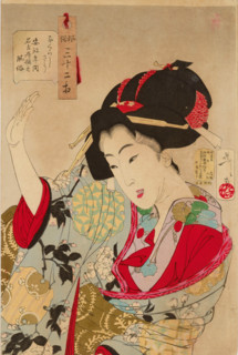 Thirty-Two Aspects of Women: Disagreeable - Habits of a young woman of Nagoya in the Ansei... 1888. Creator: Tsukioka Yoshitoshi.