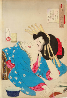 Thirty-Two Aspects of Women: Loose - Habits of a geisha of Kyoto of the Kansei era, 1888. Creator: Tsukioka Yoshitoshi.