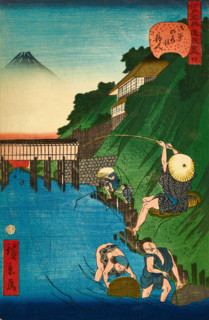 Fishermen in Ochanomizu, from the series "Edo meisho doke zukushi", 1859. Creator: Utagawa Hirokage.