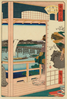 Ryogoku Bridge, from the series "Thirty-six Views of the Eastern Capital", 1862. Creator: Utagawa Hiroshige II.
