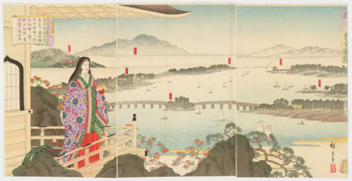 Overview of the Eight Views of Biwa Lake - Seen from Ishiyama Mountain, 1888. Creator: Utagawa Hiroshige III.