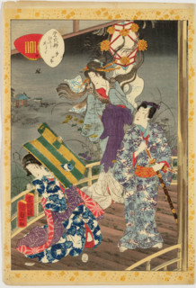 No. 4, Yugao, from the series Murasaki Shikibu Genji karuta, 1857. Creator: Utagawa Kunisada II.