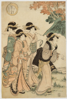 The Tenth Month: Viewing Autumn Leaves at Kaian-ji Temple. Creator: Utagawa Toyokuni I.