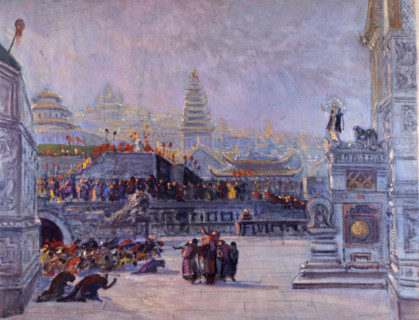 Stage design for the opera Turandot by Giacomo Puccini, 1926. Creator: Chini, Galileo (1873-1956).
