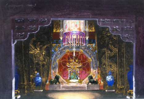 Stage design for the opera Le rossignol (The Nightingale) by I. Stravinsky, 1926. Creator: Rovescalli, Odoardo Antonio (1864-1936).