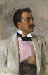 Portrait of the composer Umberto Giordano (1867-1948). Creator: Esposito, Gaetano (1858-1911).