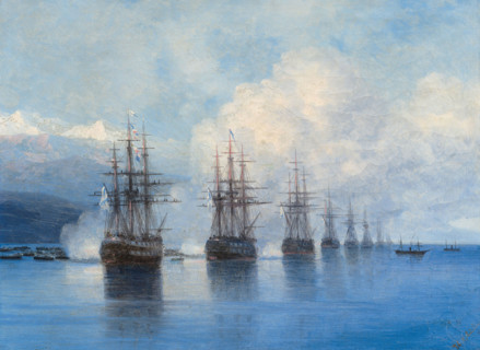 Sailing Ships off a Coast, 1880. Creator: Aivazovsky, Ivan Konstantinovich (1817-1900).