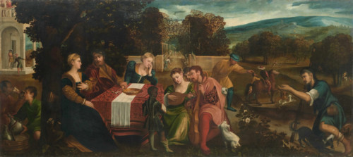 The Parable of the Rich Man and the Beggar Lazarus, c1545. Creator: Veronese (de' Pitati), Bonifacio (1487-1553).