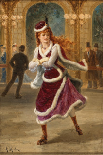 Young Parisian woman on the roller skating rink, after 1867. Creator: Morlon, Antony Paul Emile (1834-1918).