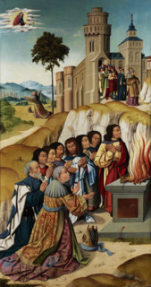 Samuel sacrificing the burnt offering and Procession from Jerusalem, Between 1500 and 1520. Creator: Master of the Schretlen Circumcision (active 1500-1520).