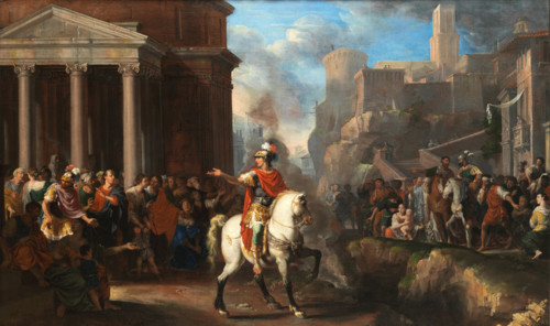 Marcus Curtius Pluging into the Abyss, Second Half of the 17th cen. Creator: Heiss, Johann (1640-1704).
