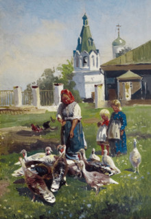 Hand Feed of Turkeys, c1860-1870. Creator: Makovsky, Nikolai Yegorovich (1842-1886).