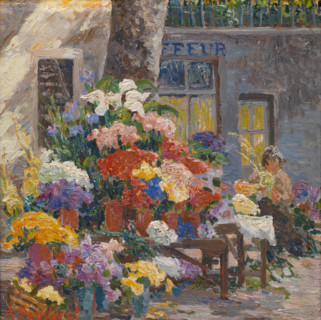 Flower market in Menton, 1928. Creator: De Weert, Anna (1867-1950).