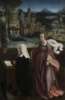 The Miser and Death (Inner doors): Saint Godelieve with donor, c1515. Creator: Provost (Provoost), Jan (1465-1529).