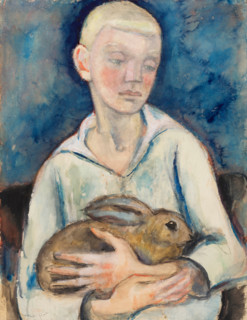 Boy with rabbit, c1915. Creator: Rée, Anita (1885-1933).