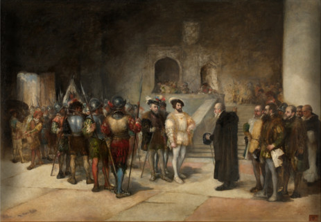 François I, King of France, Entering the Torre de los Lujanes as a prisoner, c1884. Creator: Pérez Rubio, Antonio (1822-1888).