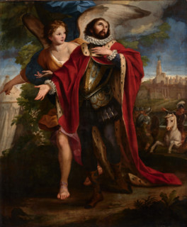 King Ferdinand III the Saint guided by the Angel during the siege of Seville, 1670s. Creator: Gimignani, Ludovico (1643-1697).