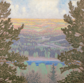 The lake between the fir trees, c1910-1915. Creator: Lindh, Bror (1877-1941).
