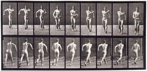 Movements. Man (wearing 'pelvis cloth') walking, 1872-1885. Creator: Eadweard J Muybridge.