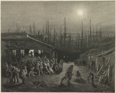 The Docks - Night Scene, 1872.  Creator: Paul Jonnard.