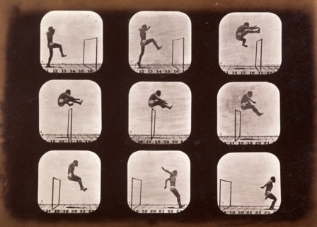 Athletes. Running high leap, 1881. Creator: Eadweard J Muybridge.