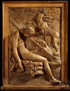 Cast of relief showing Endymion and his dog, (18th century?). Creator: Unknown.