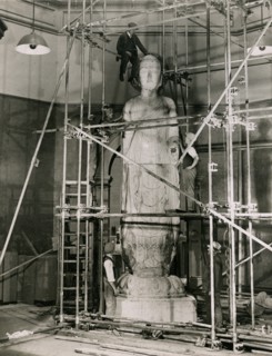 Installing the Amitabha Buddha in the Central Hall, 1935.  Creator: Topical Press Agency.