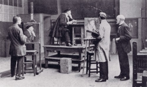 Working from life in the men's painting school. Creator: Unknown.
